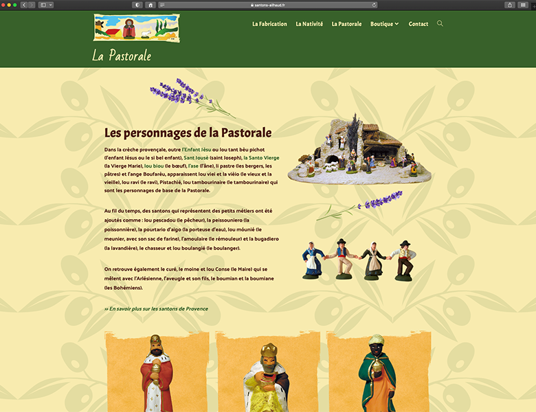 Site Boutique Santons Ailhaud page pastorale