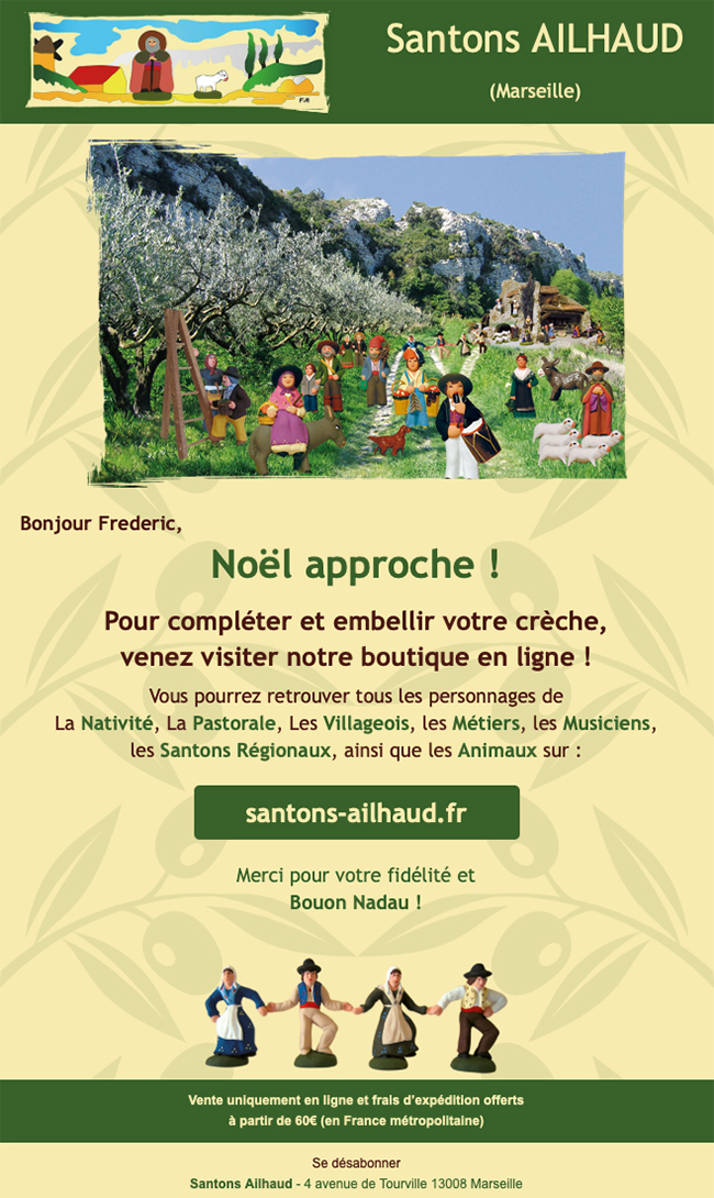 Newsletter Santons Ailhaud pour Noël 2024